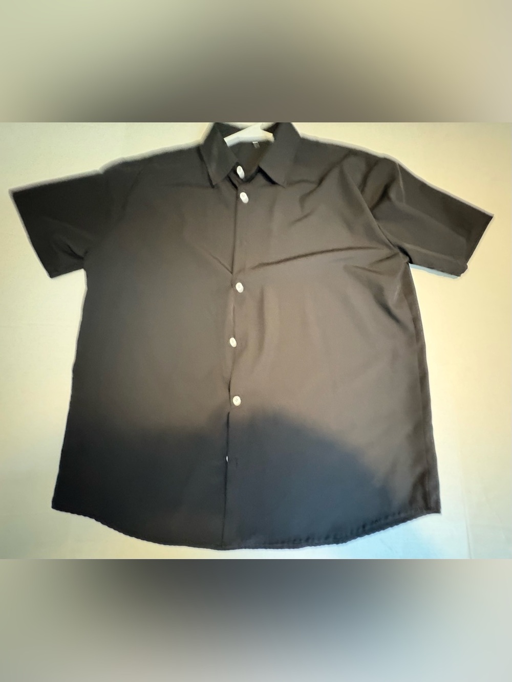 Men's Short-Sleeve Black Button-Down Shirt